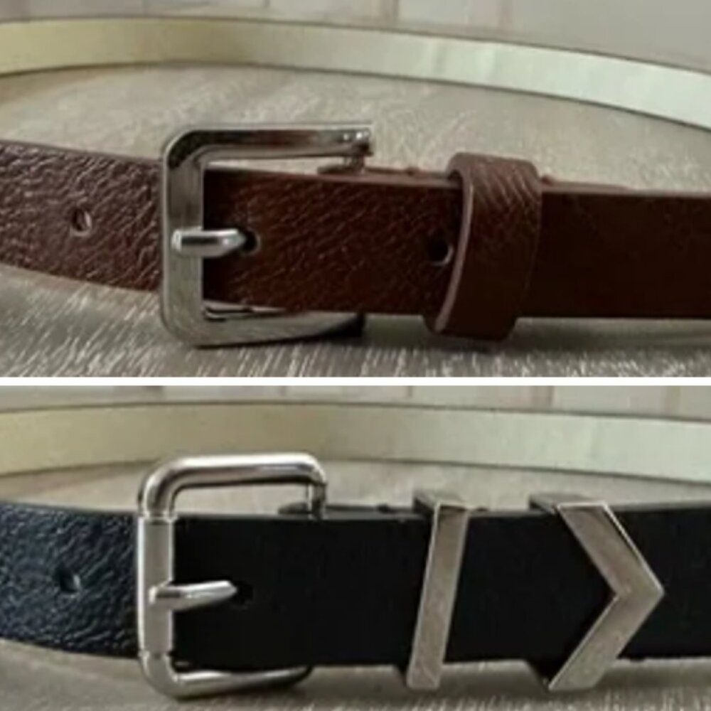 Women Brown & Black Leather Belts – 2 Piece Bundle - NWOT